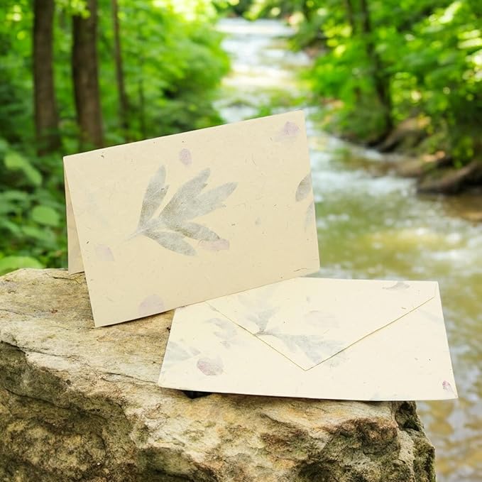 Nepali Cherish Greeting Card & Envelope Box Set with Handmade Lokta Paper from Nepal, 15 Cards (Forest Wanderer)