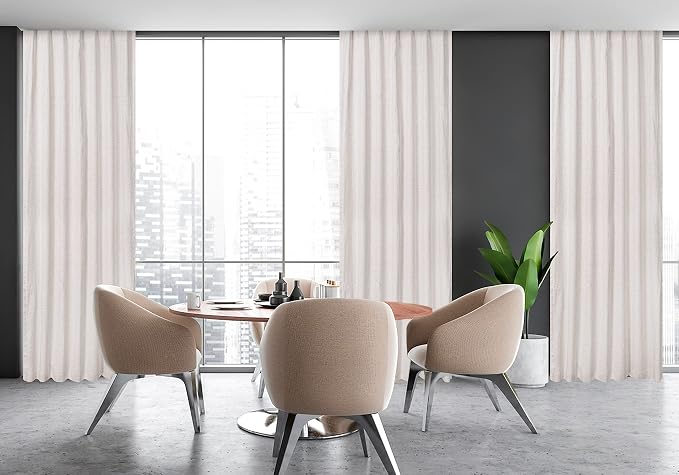 Bedding Craft Farmhouse Curtains Flax Linen 50x84 Natural Set of 2 Tab Top Style with Texo Lining Room Darkening Drapes- Elegant and Ideal for Bedroom Window Home Decor