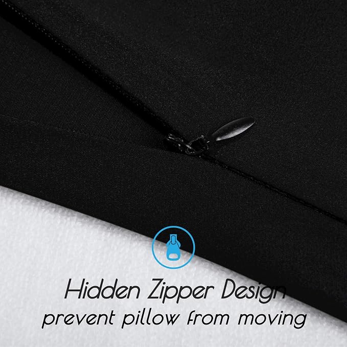 100% Mulberry Silk Pillowcase 2 Pack for Hair and Skin,with Hidden Zipper,Both Sides 19 Momme 600 Thread Count Natural Silk Pillow Cover,Soft Breathable Smooth (Black, Standard 20''x26'')