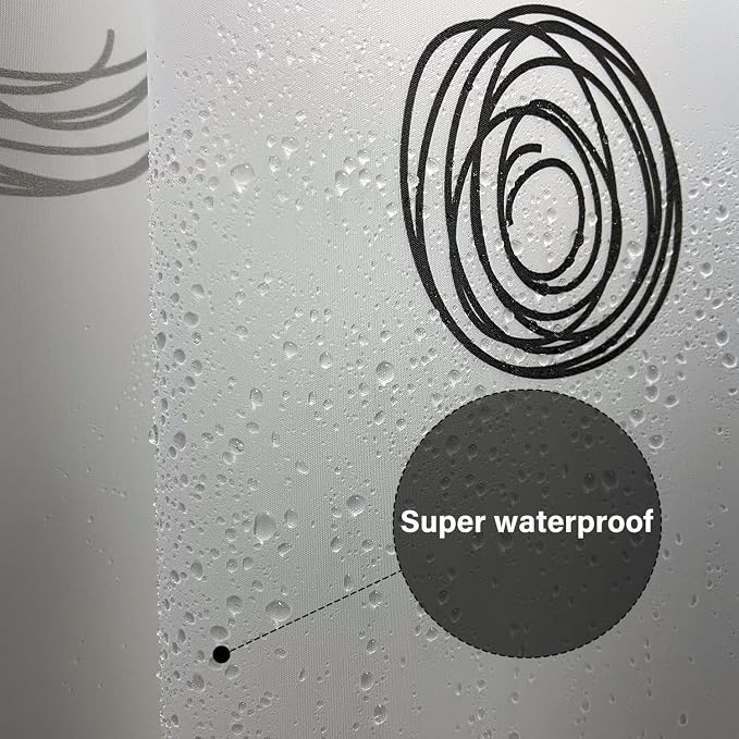 Plastic Shower Liner - Premium EVA 6G Thickened Shower Curtain Liner with Rustproof Grommets and 3 Weighted Magnets, Waterproof Shower Curtain for Bathroom(Black Circle)