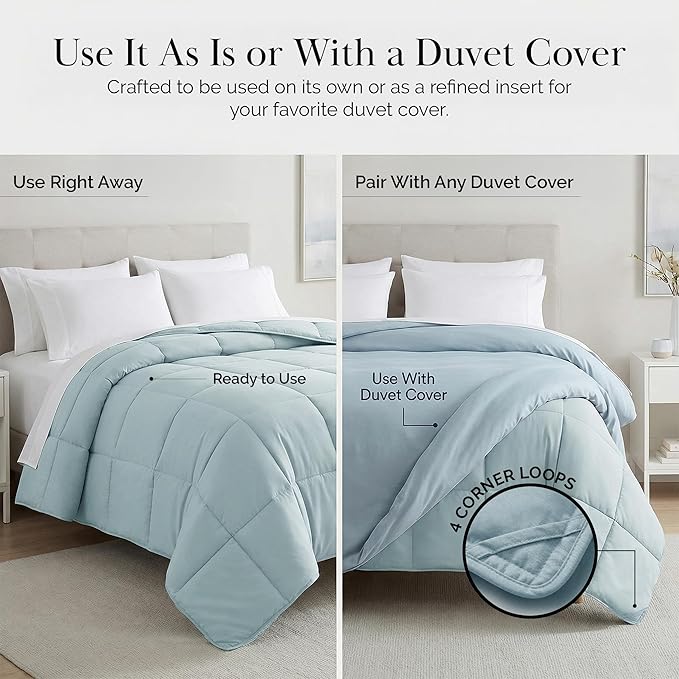 Southshore Fine Living, Inc. Twin Comforter Set, Down-Alternative Blue Comforters/Bedspreads Twin/XL Bedding, Soft, Fluffy and Cozy, Machine Washable, Pet Hair Resistant Bedding, Sky Blue