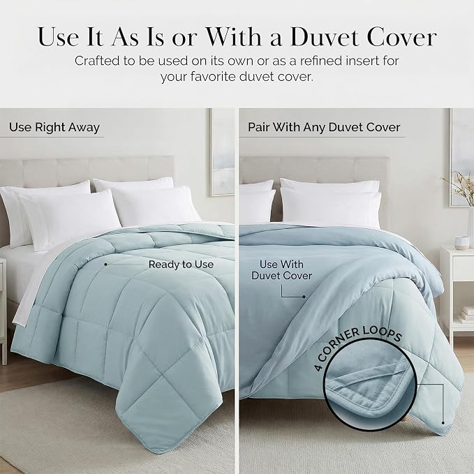 Southshore Fine Living, Inc. King Size Down Alternative Comforter, Oversized Cal King Comforter Only, Hotel Bedding, All Season Comforters for Guest Room, Wrinkle Free Bedding, Sky Blue Comforters
