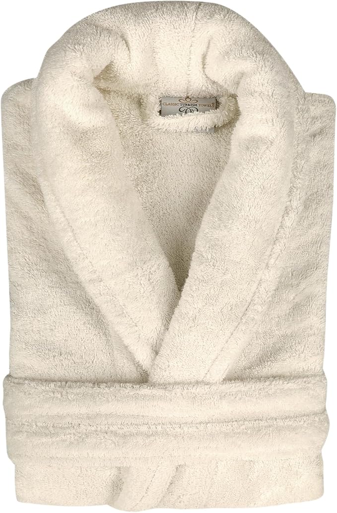Classic Turkish Towels CTT Premium 100% Turkish Cotton Terry Cloth Bath Robe for Women & Men, Soft & Plush Long Unisex Robe