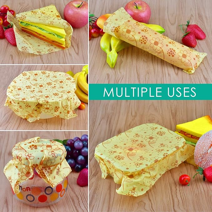 Reusable Beeswax Food Wraps, 13x39 Inch Eco-Friendly Beeswax Wraps for Bread Sustainable Food Storage Wraps Beeswax Paper Roll for Sandwich, Cheese