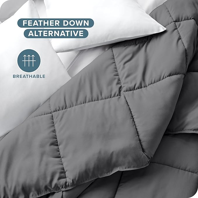 Bare Home Duvet Insert Comforter - Oversized King - Goose Down Alternative - Ultra-Soft - Premium 1800 Series - All Season Warmth - Bedding Comforter (Oversized King, Grey)