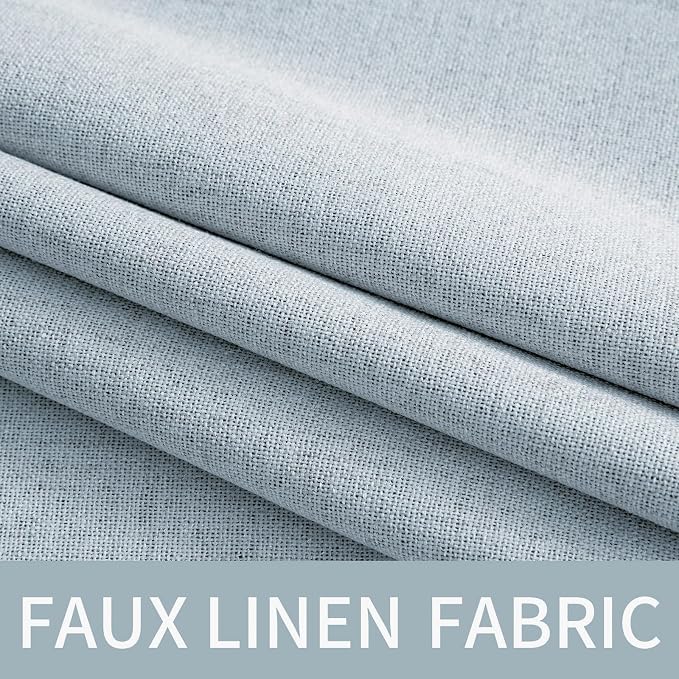 MIULEE Linen Textured Curtains for Bedroom Solid 100% Blackout Thermal Insulated Chambray Blue Grommet Room Darkening Curtains & Drapes Luxury Decor for Living Room 52 x 54 Inch (2 Panels)