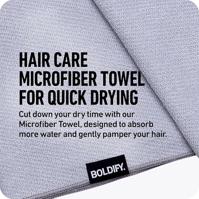 Boldify Quick Dry Microfiber Towel Wrap for Women - for Thin and Curly Hair - Anti Frizz Plopping Towel, Fast Drying Turban - Grey