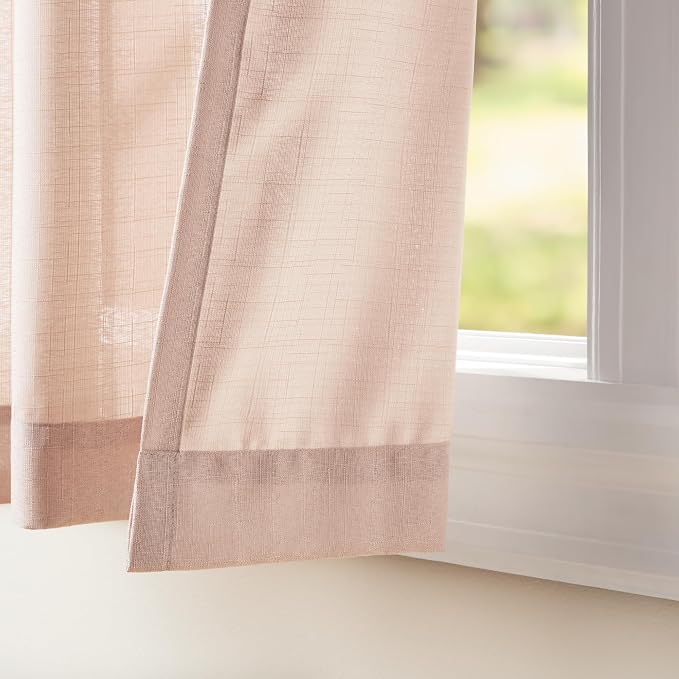 Exclusive Home Loha Linen Grommet Top Curtain Panel Pair, 54"x84", Blush