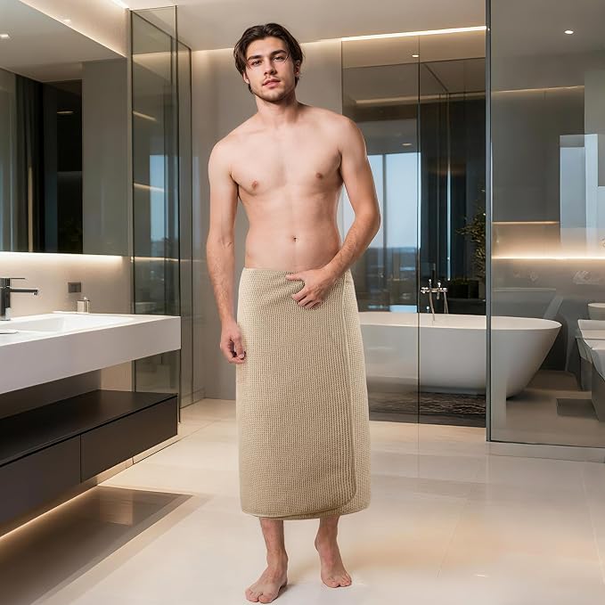 POLYTE 380 GSM Microfiber Oversize Quick Dry Lint Free Waffle Bath Towel for Body, 60 x 30 in, Set of 2