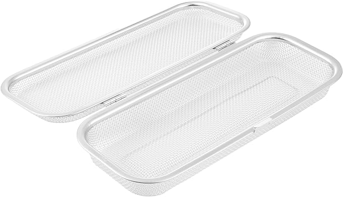 Chopstick Holder for Dishwasher, Kitchen Small utensil organizer for drawer, Mesh 304 Stainless Steel with Lid and Lock, Great accessory for Chopstick or Straw