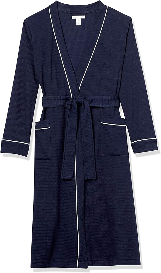 Amazon Essentials Women's Lightweight Waffle Full-Length Bath Robe with Pockets (Available in Plus Size)