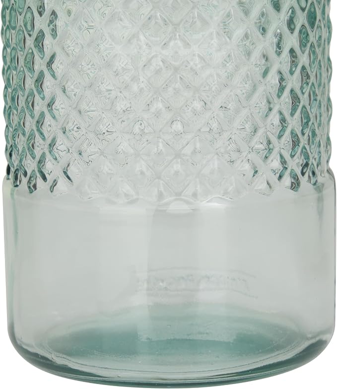 Deco 79 Recycled Glass Decorative Vase Spanish Decorative Container, Decorative Keepsake Box 6" x 6" x 11", Blue