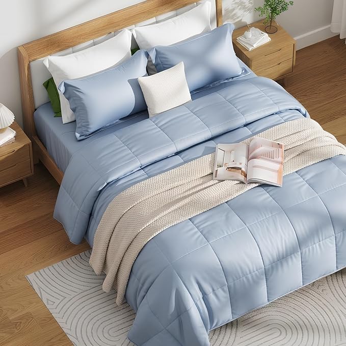 NEXHOME PRO 100% Viscose from Bamboo Comforter Queen Size - Ultra-Soft, Breathable, Lightweight All-Season & Summer Duvet Insert, Natural Temperature Regulating for Cooling Sleep