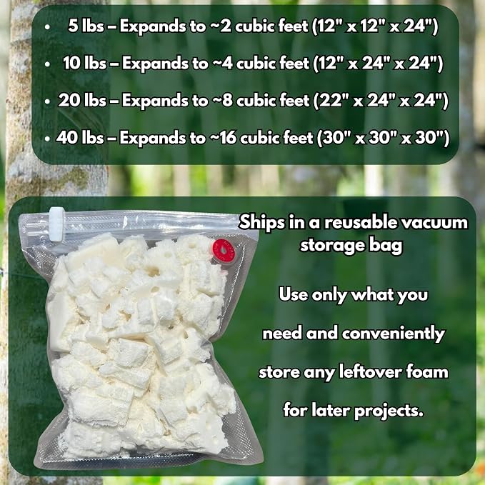 Dogbed4less Organic Shredded Latex Foam 20lbs, White, 22" x 22" x 24", Made in USA