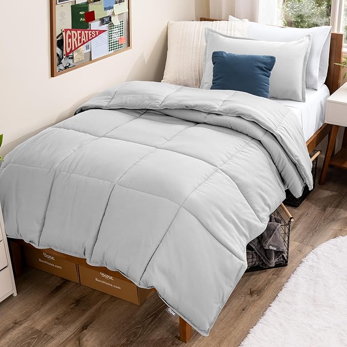 Bare Home Comforter Set - Twin/Twin Extra Long Size - Ultra-Soft - Goose Down Alternative - Premium 1800 Series - All Season Warmth (Twin/Twin XL, Cloud Grey)