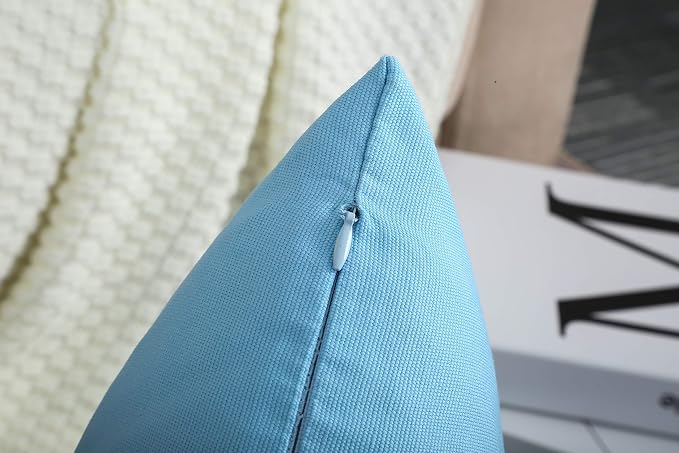 TangDepot Handmade Decorative Solid 100% Cotton Canvas Throw Pillow Covers/Cushion Covers, 45 Colors Available - (18" x18" , Sky Blue, 2 Count (Pack of 1)) | 100% cotton, same-color zip, machine wash & air dry. For living room, bedroom, office, car. 42...