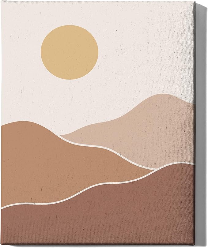 Y2K BOO Organic Abstract Shapes Wrapped Canvas Wall Art Minimalist Botanical Silhouette Earth Tones Terracotta 16x20 Inch Gallery Stretched Modern Home Wall Art Decor