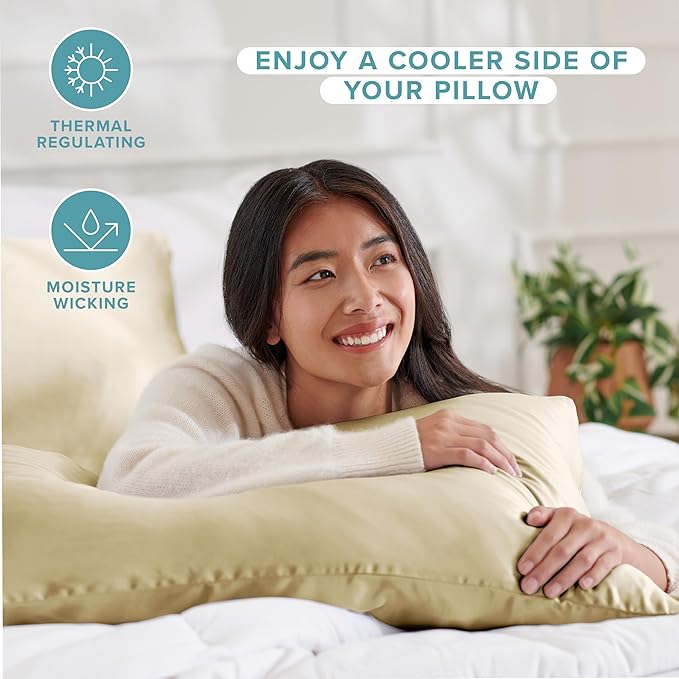 Bare Home 100% Mulberry Silk Pillowcase for Hair and Skin - Ultra Premium 6A Grade 19 Momme Silk Pillow Case - Hidden Zipper - Breathable Cooling Pillow Cover (King, Champagne)