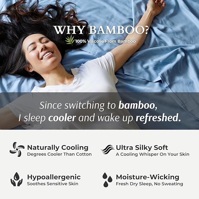 BedVoyage Ultra Soft King Pillowcase Set, Cooling & Breathable, Silky & Gentle to Skin and Hair, Luxury 100% Viscose Derived from Bamboo, 20x36 Envelope Closure, 2pc Set, King – Ocean