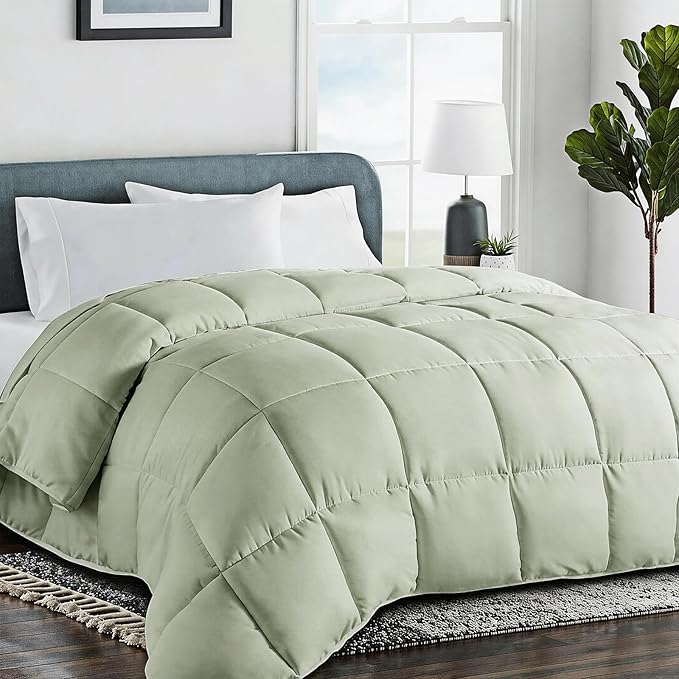COHOME Twin XL Size Comforter, All-Season Quilted Down Alternative Duvet Insert, Luxury Hotel GentleSoft Comforter with Anti-Clump Tech & 8 Tabs - Reversible - Sage Green 64x88 inches