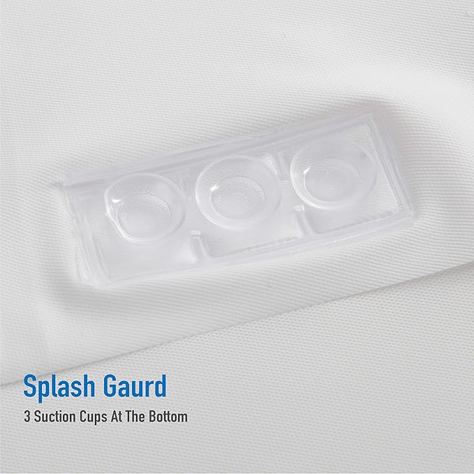 Bath Bliss PVC Heavy Weight Shower Curtain Liner with Suction Cup Splash Guard | 4G | 70"x72" | Rust Resistant Copper Grommets | Magnetic Hem | White