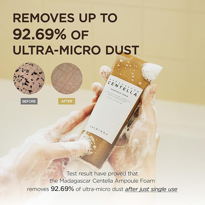 SKIN1004 Centella Double Cleansing Duo, Cleansing Oil 6.76 fl.oz & Ampoule Foam Cleanser 4.23 fl.oz, Korean Gentle Face Cleanser Gift Set, Makeup Remover with Madagascar Centella, Korean Skincare