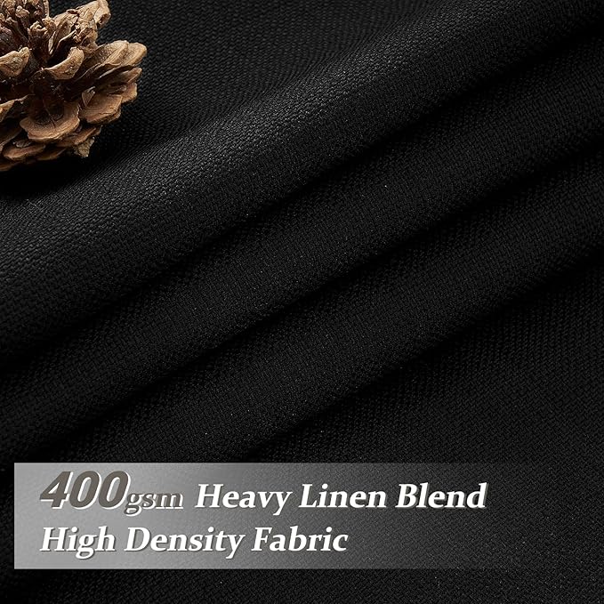 High Ceiling Extra Long Pinch Pleated Black Out 108 Inch Curtains for Patio Sliding Door, Textured Blackout Natural Linen 2 Layer Tall Curtain 9 FT Length Drapes for Dining Room Windows 2 Panels Decor