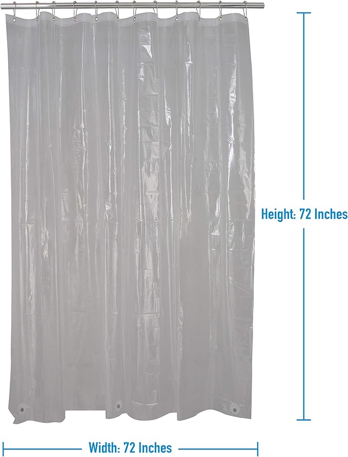 Bath Bliss 2 Pack PVC Heavy Weight Shower Curtain Liner | 4G | 70" x 72" |Rust Resistant Copper Grommets | Magnetic Hem | Super Clear