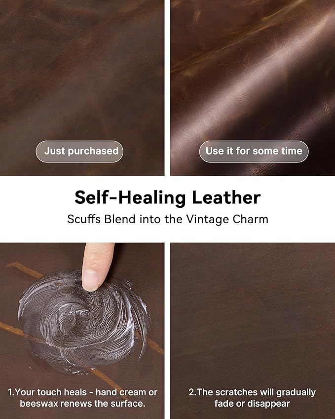 YSAGi Leather Desk Mat, 31.5"x15.8"Real Leather Desk Pad,2mm Thick Desk Blotter with Stiched line,Oil-Wax Feel Mouse pad and Self-Healing Laptop Pad for Home & Office(Classic Dark Brown)