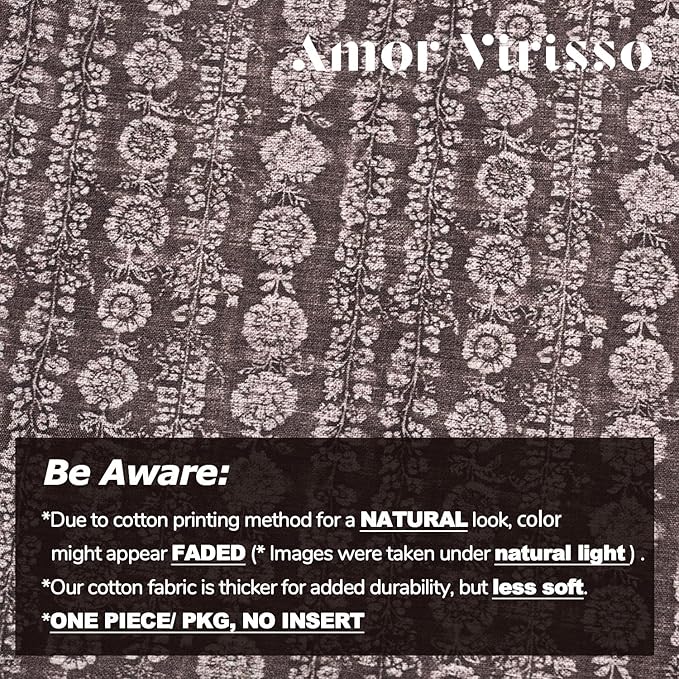 Amor Virisso Vintage Floral Throw Pillow Covers 18x18 Striped Farmhouse Block Print Pillow Cover Boho Neutral Decorative Pillows for Living Room Bed, Dark Brown