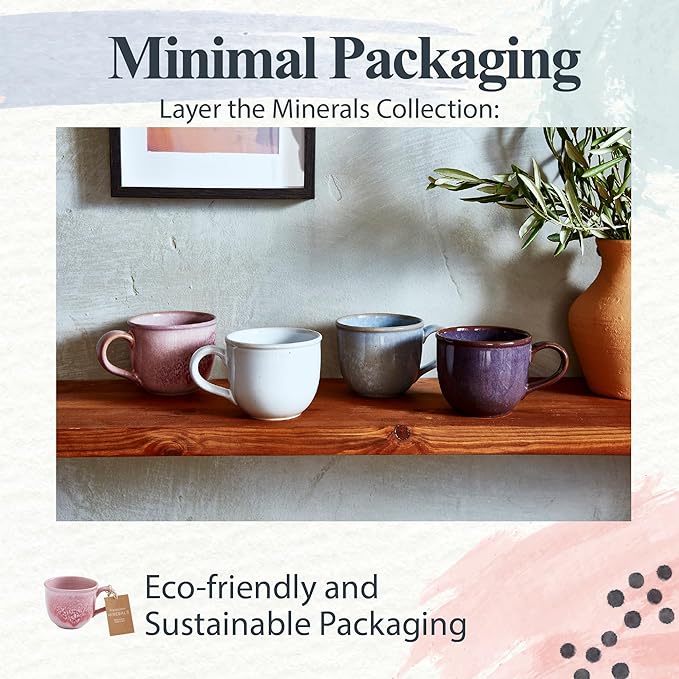 Portmeirion Minerals 12 oz Rose Quartz Mug – Durable Stoneware Coffee Cup with Reactive Glaze Finish, Stylish Ceramic Mug, Gift for Mom on Mother’s Day, Cozy Brunch Mornings & Café Style Home Use