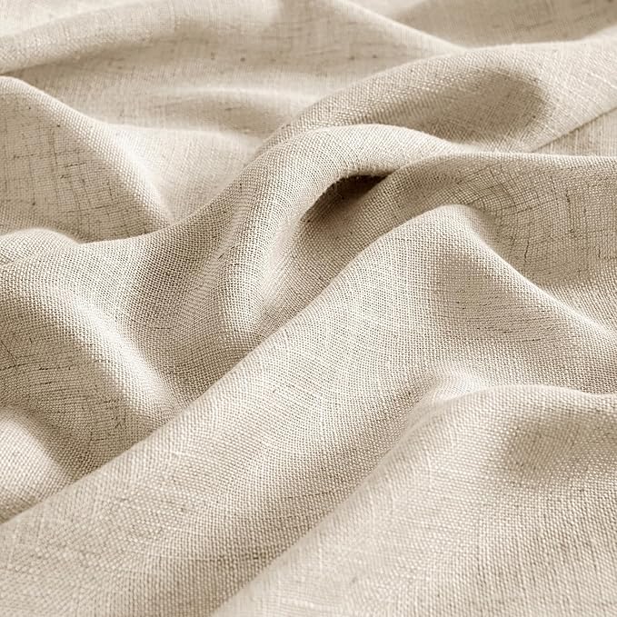 MIULEE Light Taupe Linen Curtains 63 Inch Length 2 Panels for Bedroom Living Room, Soft Linen Textured Window Drapes Semi Sheer Light Filtering Back Tab Rod Pocket Farmhouse Modern Burlap Look Decor