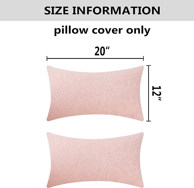 Home Brilliant Pillow Covers 12x20 Decorative Throw Pillow Cover Rectangular Cushion Cover for Sofa, Oblong, 30 x 50 cm, Set of 2, Baby Pink
