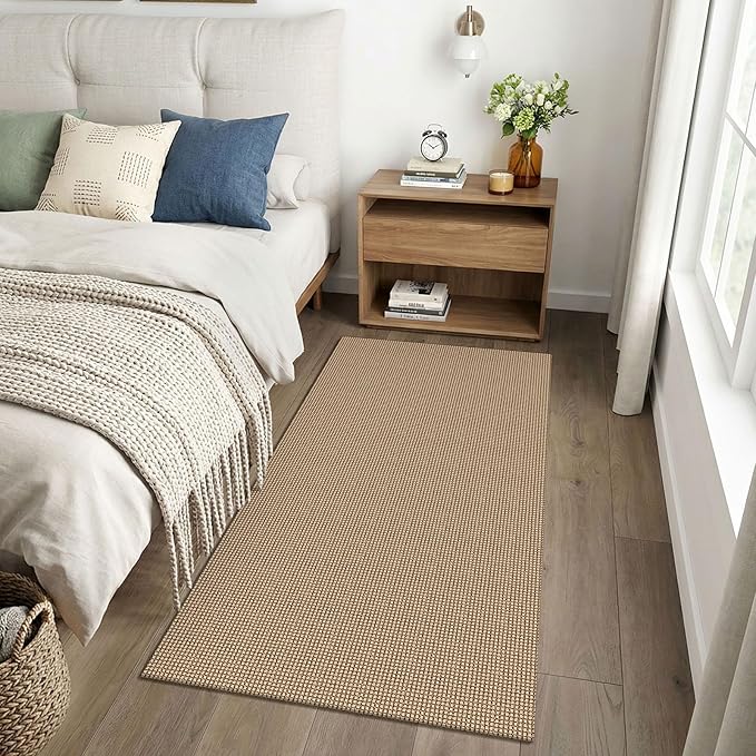 EARTHALL Woven Runner Rug 3x6 Ft Washable Runners for Hallways Wide Non Slip Entryway Rug Braided Kitchen Runner Indoor Floor Carpet for Entryway, Hallway, Kitchen, Bedroom, Orange/Tan/Brown