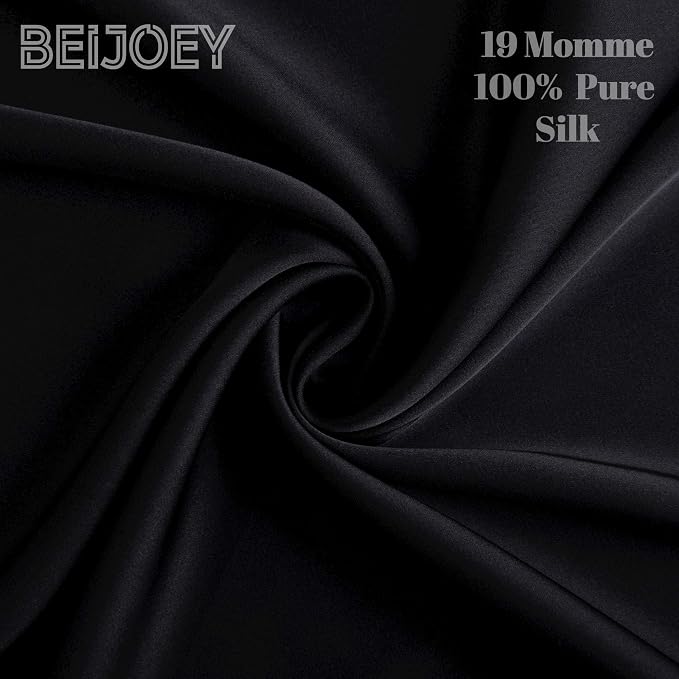 100% Mulberry Silk Pillowcase 2 Pack for Hair and Skin,with Hidden Zipper,Both Sides 19 Momme 600 Thread Count Natural Silk Pillow Cover,Soft Breathable Smooth (Black, Queen 20''x30'')
