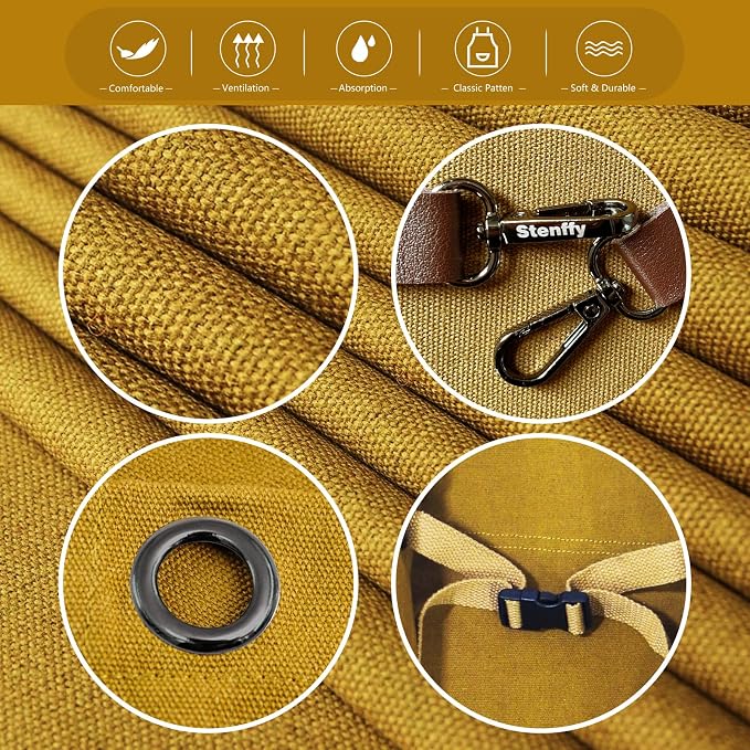 10 Pack Kitchen Apron, Work Apron, Canvas Apron, Khaki | Multiple Pockets, Gardening, Painting, BBQ, Artist, Carpenter, Sizes M to XXL