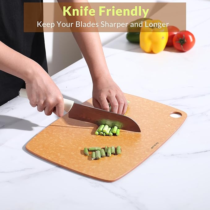 Wood Fiber Cutting Board for Kitchen - High Density, Non-Porous, BPA-Free, Reversible Chopping Board, Dishwasher Safe, Knife-Friendly Cutting Board for Meat, Bread, Fruit, 17.3" x 12.8", Wooden