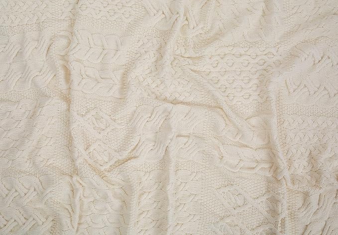 SAOL Patchwork Super Soft Merino Wool Knit Throw/Blanket 42" x 64"