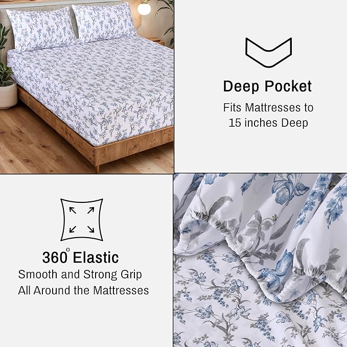 RUVANTI 100% Cotton Organic Percale Sheets Twin Size – Crisp Cooling Bed Sheets for Hot Sleepers, Deep Pocket 15”, Soft Peach Finish, Breathable & Durable Hotel-Style 3 Pcs, Deluxe