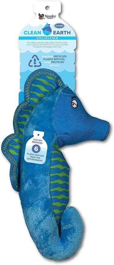 Spunky Pup Clean Earth Plush Seahorse | Made from 100% Recycled Water Bottles | Large