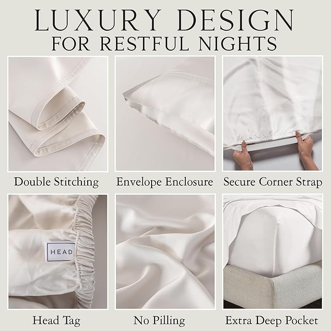 KARISSA MAE Pure Viscose from Bamboo King Size Pillowcase Set | 100% FSC Certified | Luxuriously Soft | Cooling | [Cream]