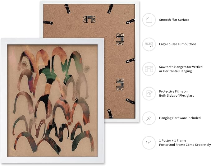 Monem Art Abstract Arch Mark Making Painting Print - Contemporary Peach and Mocha Art Poster - Wall Decor for Living Room, Bedroom or Office - 16x20 White Framed Wall Art by Renee Stramel