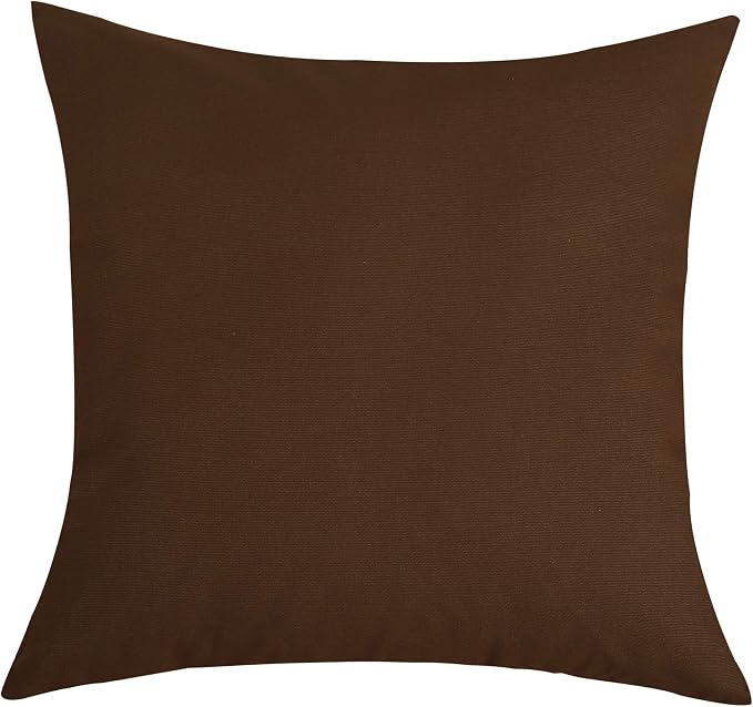 TangDepot Cotton Solid Throw Pillow Covers, 12" x 12" , Coffee, 1 Count (Pack of 1) | 100% cotton, same-color zip, machine wash & air dry. For living room, bedroom, office, car. 42 colors, 19 sizes. Cover only.