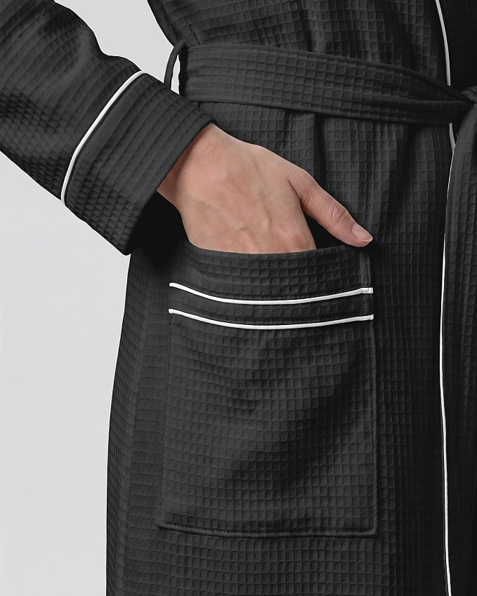 NY Threads Cotton Blend Waffle Robes for Women Full-Length Bathrobe