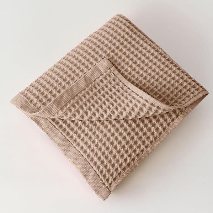 Premium Waffle Bath Sheet Towels Pack of 2 Extra Large 35x71 inch - 100% Turkish Cotton, Waffle Weave, Quick Dry, Lint Free, Light, Thin, Oversized Bath Towel (Brown, Set of 2 Bath Towels)