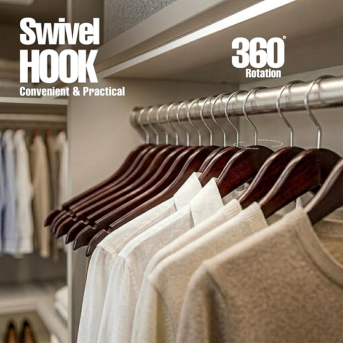 Utopia Home Premium Wooden Hangers 30 Pack - Durable & Slim Coat Hanger - Suit Hangers with 360-Degree Rotatable Hook - Wood Hangers with Shoulder Grooves (Vintage)