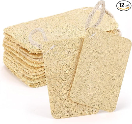 12 Pieces Mini Natural Loofah Exfoliating Facial Scrubber, Made with Natural Egyptian Shower Loofah Sponge, Bath Shower Loofah Sponge for Women and Men