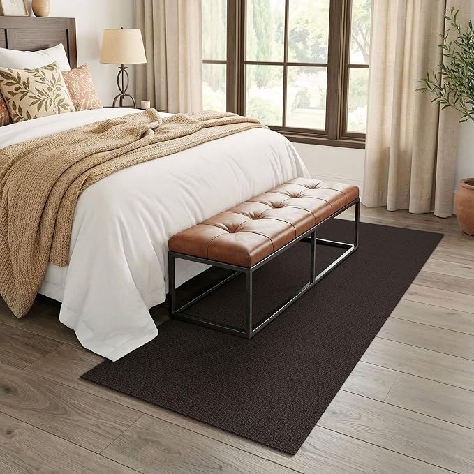 EARTHALL Washable Runner Rug 3x7 Ft Non Slip Runners for Hallways Wide Cotton Rubber Backed Kitchen Runner Braided Indoor Floor Carpet Runners for Entryway, Hallway, Kitchen, Bedroom, Taupe/Coffee