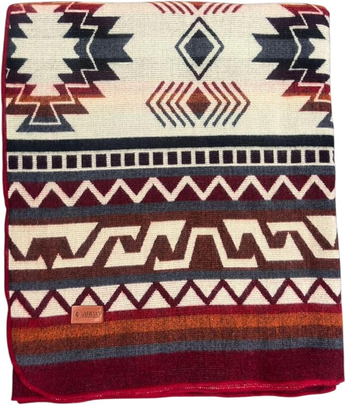 Alpaca Wool Blanket, Queen Size 94 x 78 – Warm, Thick, Ultra Soft, Reversible 2-in-1, Hypoallergenic, Non-Itchy, Washable – Great for Couch, Camping, Travel, Picnics & Cozy Home Comfort (Red)