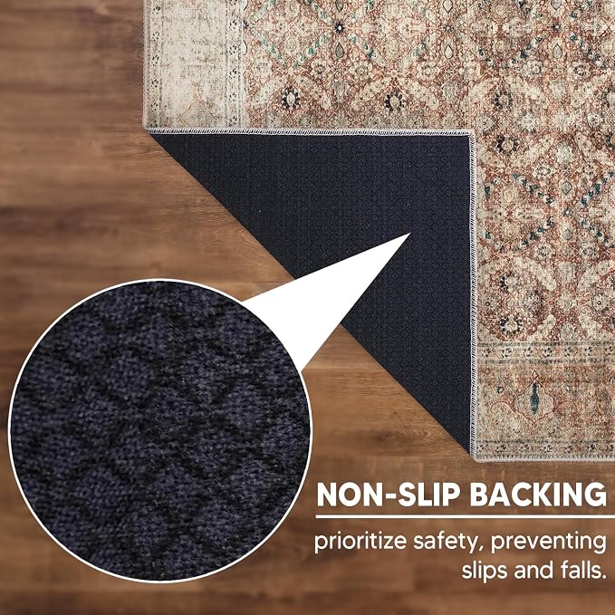 Keen Home Design 30"x120" Rug - Machine Washable Runner Rug with Non-Slip Backing, Ideal for Hallway, Entryway, Kitchen, Laundry Room - Vintage, Easy Clean, Durable, Low Pile - (2'6" x 10')